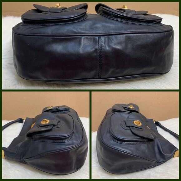 MARC JACOBS Vintage Black Leather Totally Turnlock Double Pocket Slouch Hobo - Picture 11 of 16